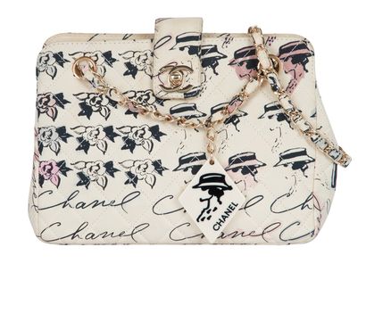 CC Coco Graffiti Cambon Shoulder Bag, &pound;1,500, Handbags, Cream/Pink, Fabric, Front view
